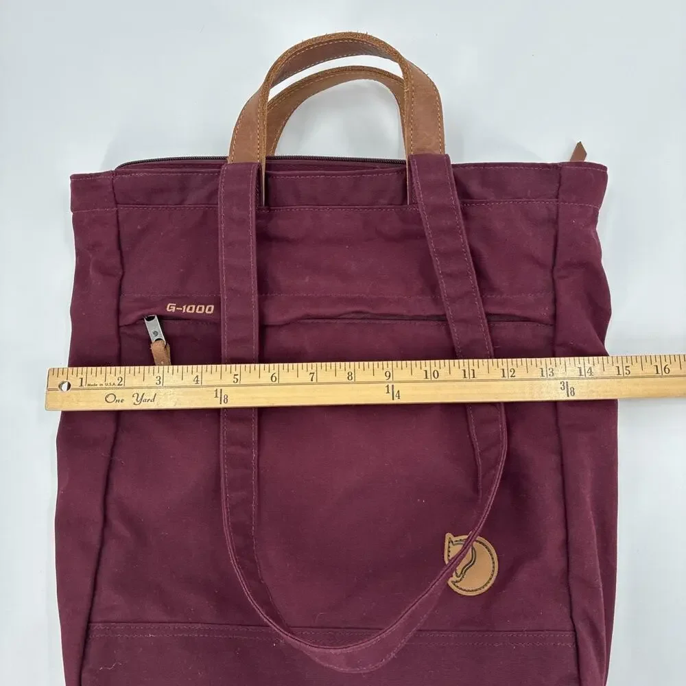 Fjallraven G-1000 Totepack No. 1 Maroon Bag Tote Shoulder Backpack Travel Zipper